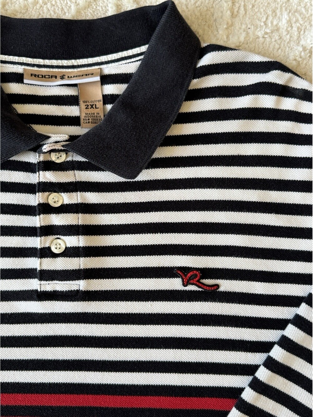 Vintage Rocawear Men’s 2XL Striped Long Sleeve Polo Y2K Hip Hop Streetwear - Picture 6 of 11